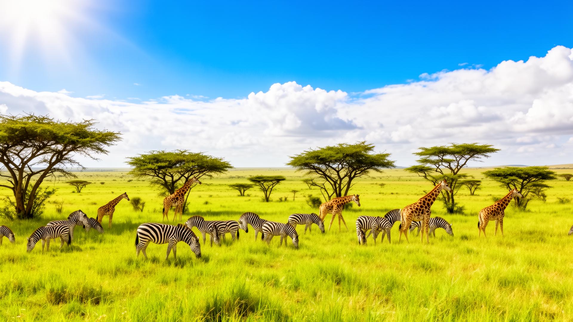 Elephants on the Serengeti at golden hour